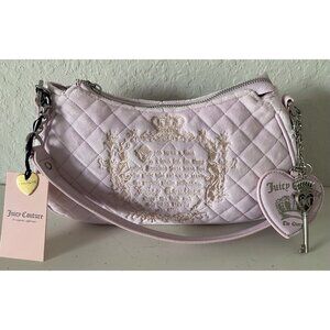 Juicy Couture Juicy Tale Shoulder Bag Lilac Mist Quilted Velour W/Charms NEW